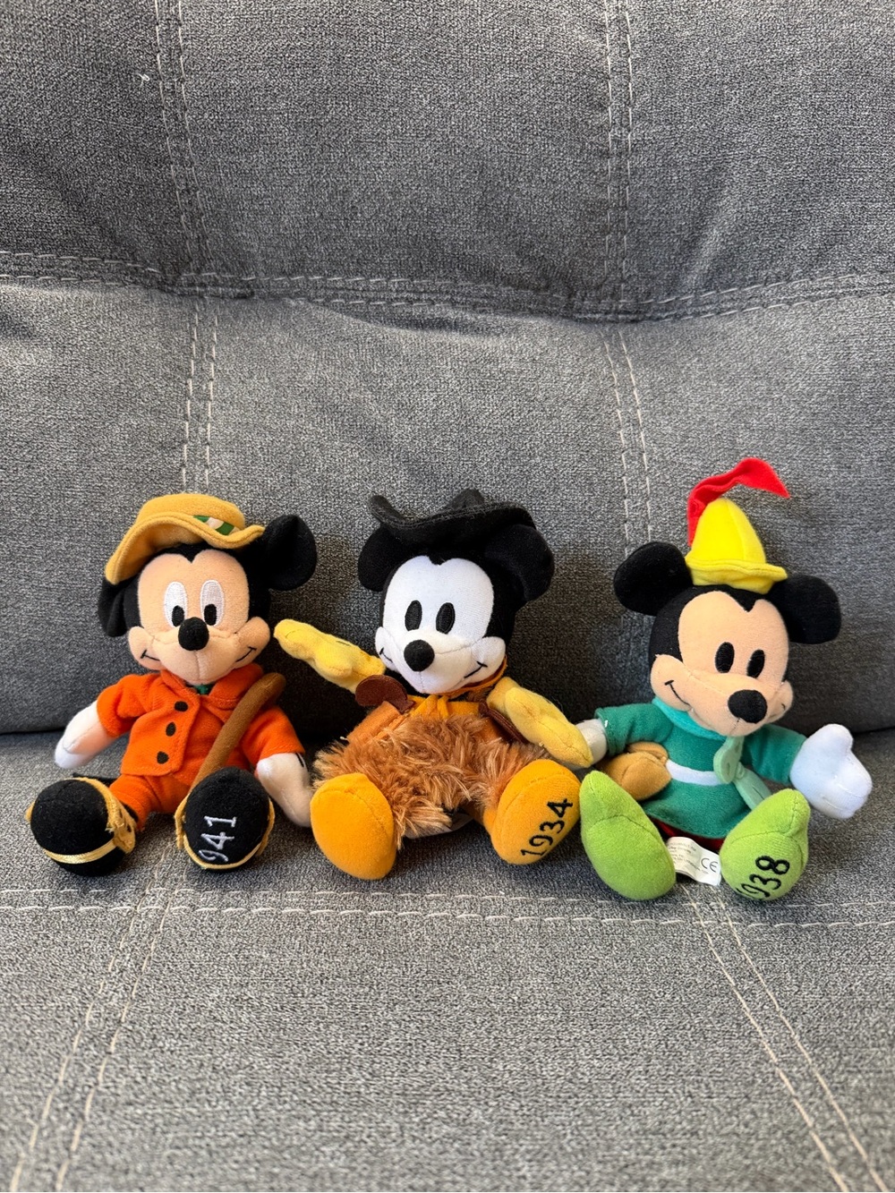 Rare Vintage Disney Store Mickey Mouse Through The Years Bean Bag Plush Set of 3